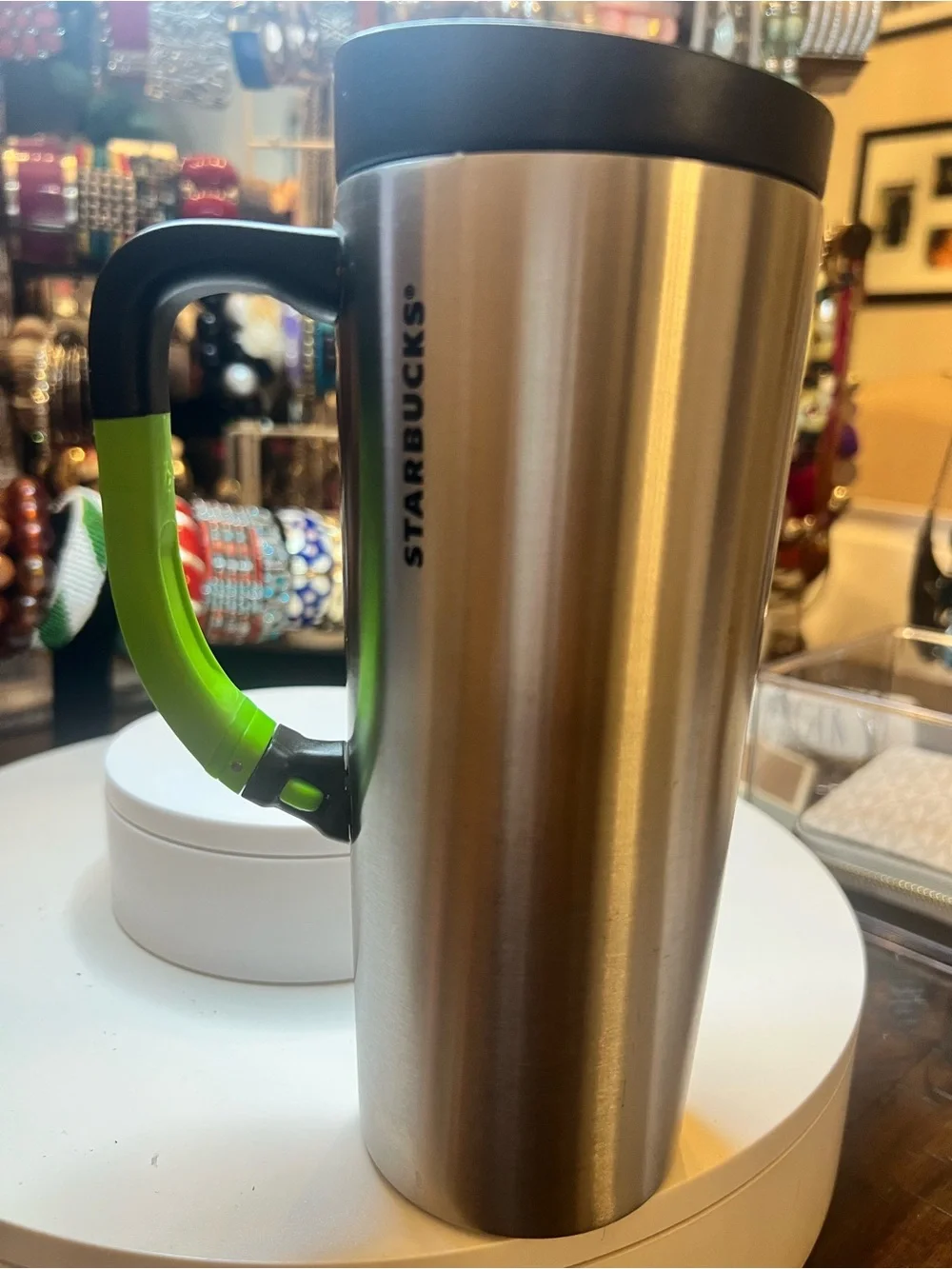 Starbucks Stainless Steel Travel Mug with Green Handle